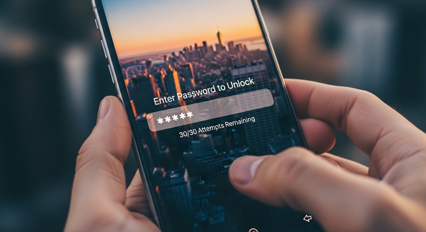 Enter Password to Unlock 30/30 Attempts Remaining